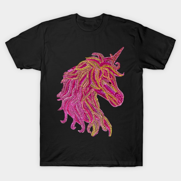 Mythical Unicorn - Magenta & Yellow T-Shirt by Amy Diener